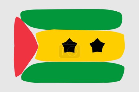 Flagge von Sao Tome und Principe - gemalte Designvektorillustration. Vektor-Pinselstil