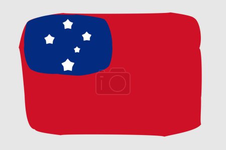 Samoa flag - painted design vector illustration. Vector brush style