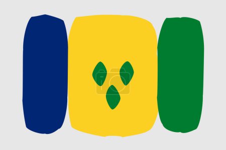 Bandera de San Vicente y las Granadinas - ilustración vectorial de diseño pintado. Estilo cepillo vectorial