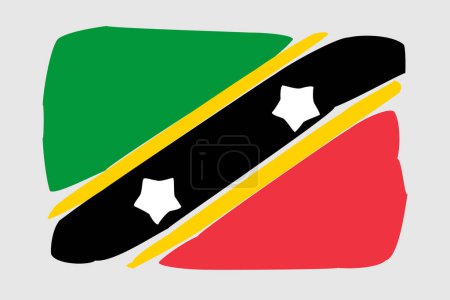 Flagge von St. Kitts und Nevis - gemalte Designvektorillustration. Vektor-Pinselstil