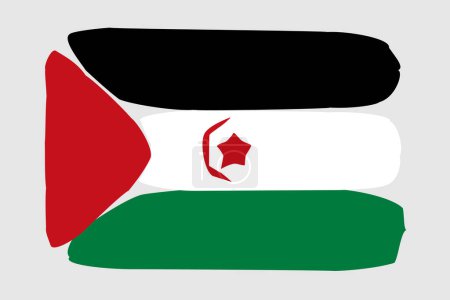 Bandera de la República Árabe Saharaui Democrática - ilustración vectorial de diseño pintado. Estilo cepillo vectorial