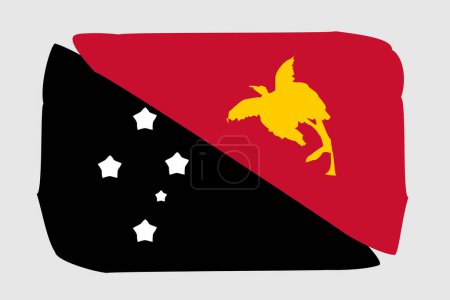 Papua New Guinea flag - painted design vector illustration. Vector brush style
