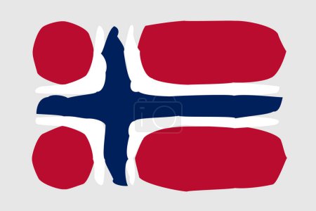 Norwegische Flagge - gemalte Designvektorillustration. Vektor-Pinselstil