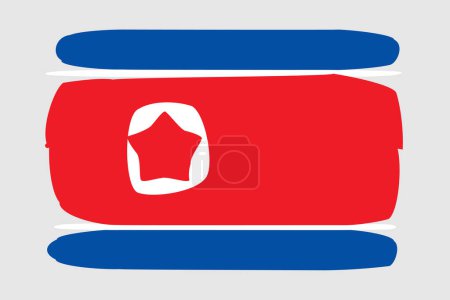 Nordkoreanische Flagge - gemalte Designvektorillustration. Vektor-Pinselstil
