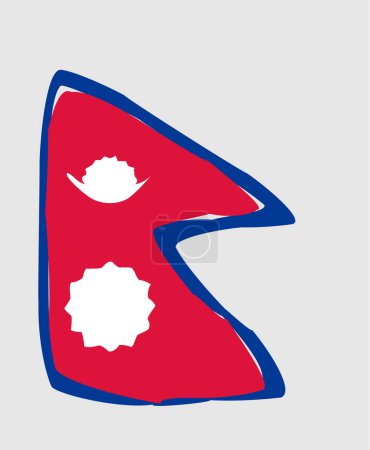 Bandera de Nepal - ilustración vectorial de diseño pintado. Estilo cepillo vectorial