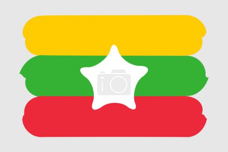 Bandera de Myanmar - ilustración vectorial de diseño pintado. Estilo cepillo vectorial