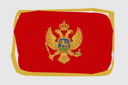 Bandera de Montenegro - ilustración vectorial de diseño pintado. Estilo cepillo vectorial