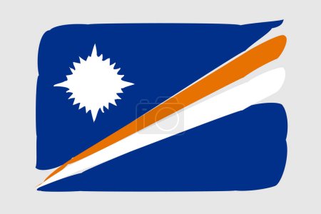 Bandera de las Islas Marshall - ilustración vectorial de diseño pintado. Estilo cepillo vectorial
