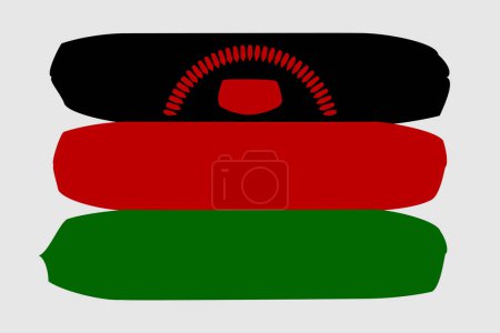 Malawi Flagge - gemalte Designvektorillustration. Vektor-Pinselstil