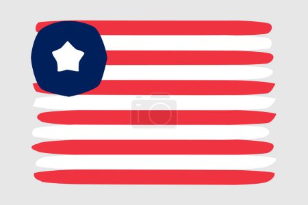 Liberia flag - painted design vector illustration. Vector brush style