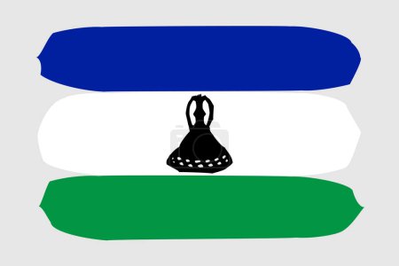 Bandera de Lesotho - ilustración vectorial de diseño pintado. Estilo cepillo vectorial