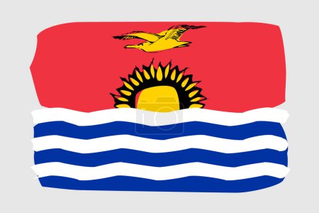 Bandera Kiribati - ilustración vectorial de diseño pintado. Estilo cepillo vectorial