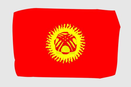 Kyrgyzstan flag - painted design vector illustration. Vector brush style