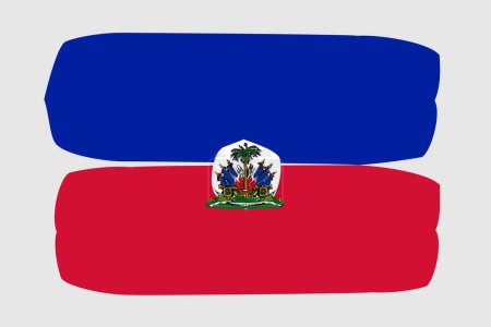 Haiti flag - painted design vector illustration. Vector brush style