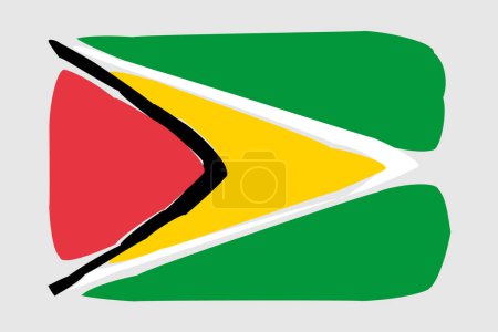 Guyana flag - painted design vector illustration. Vector brush style