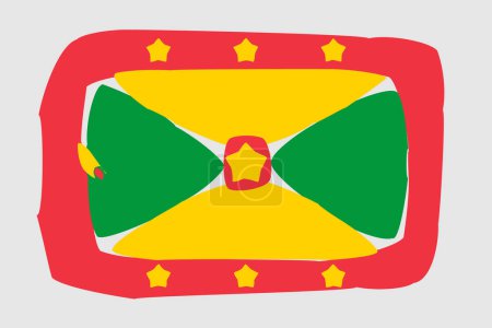 Grenada Flagge - gemalte Designvektorillustration. Vektor-Pinselstil