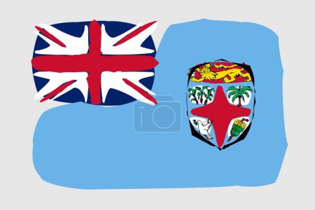 Bandera de Fiji - ilustración vectorial de diseño pintado. Estilo cepillo vectorial