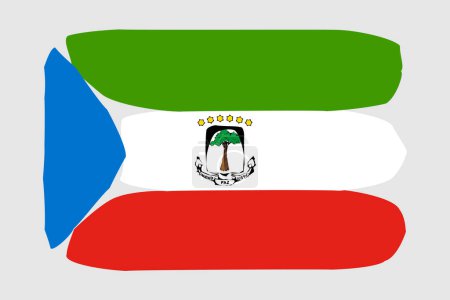 Bandera de Guinea Ecuatorial - ilustración vectorial de diseño pintado. Estilo cepillo vectorial