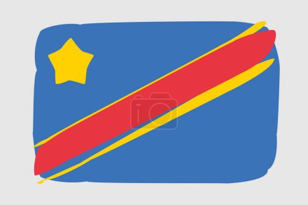 Bandera de la República Democrática del Congo - ilustración vectorial de diseño pintado. Estilo cepillo vectorial