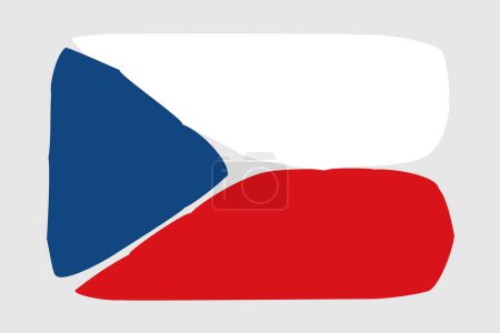 Bandera de la República Checa - ilustración vectorial de diseño pintado. Estilo cepillo vectorial