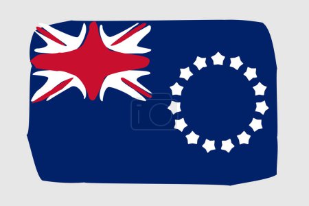 Bandera de las Islas Cook - ilustración vectorial de diseño pintado. Estilo cepillo vectorial