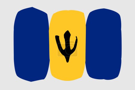 Barbados flag - painted design vector illustration. Vector brush style