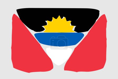 Antigua and Barbuda flag - painted design vector illustration. Vector brush style