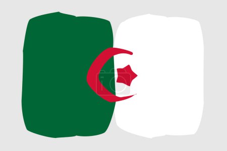 Bandera de Argelia ilustración vectorial de diseño pintado. Estilo cepillo vectorial