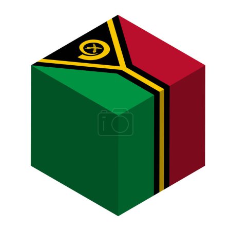 Vanuatu flag - isometric 3D cube isolated on white background. Vector object.