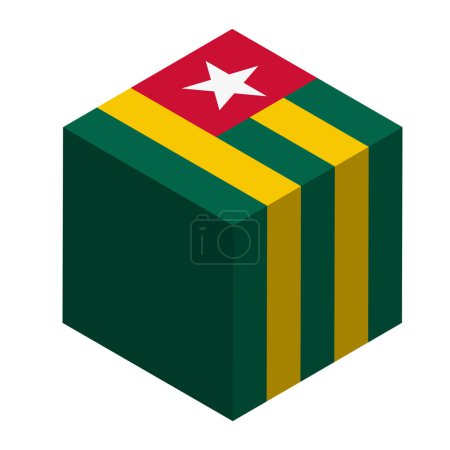 Togo flag - isometric 3D cube isolated on white background. Vector object.