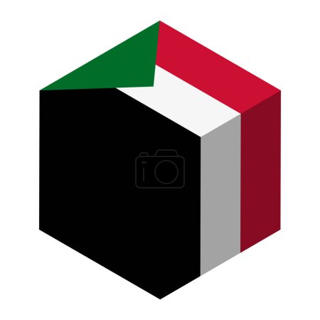 Sudan flag - isometric 3D cube isolated on white background. Vector object.