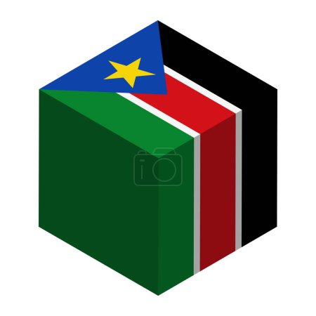 South Sudan flag - isometric 3D cube isolated on white background. Vector object.