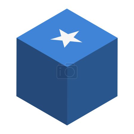 Somalia flag - isometric 3D cube isolated on white background. Vector object.
