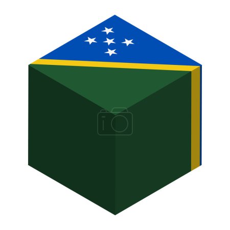 Bandera de las Islas Salomón - cubo isométrico 3D aislado sobre fondo blanco. Objeto vectorial.