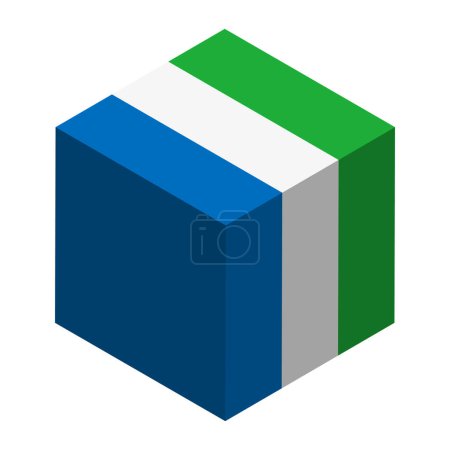 Sierra Leone flag - isometric 3D cube isolated on white background. Vector object.