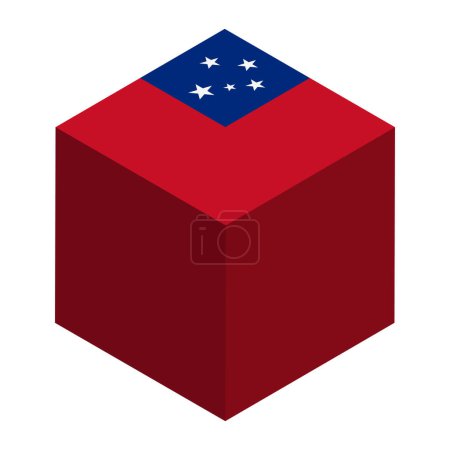 Bandera de Samoa - cubo isométrico 3D aislado sobre fondo blanco. Objeto vectorial.