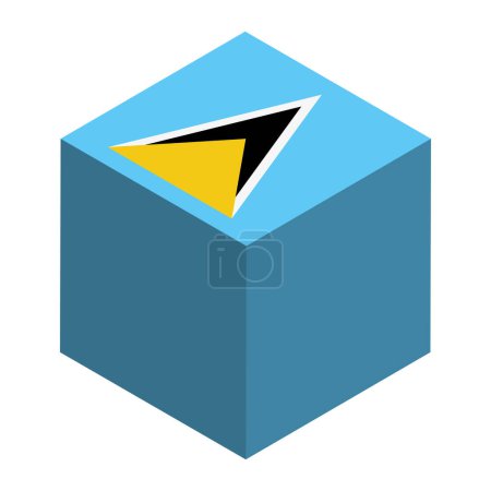 Saint Lucia flag - isometric 3D cube isolated on white background. Vector object.