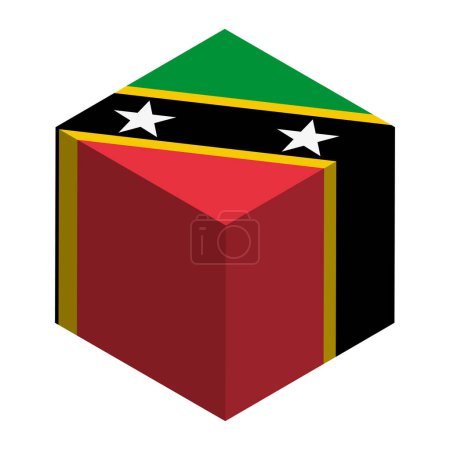 Flagge von St. Kitts und Nevis - isometrischer 3D-Würfel isoliert auf weißem Hintergrund. Vektorobjekt.