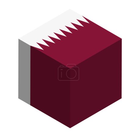 Qatar flag - isometric 3D cube isolated on white background. Vector object.