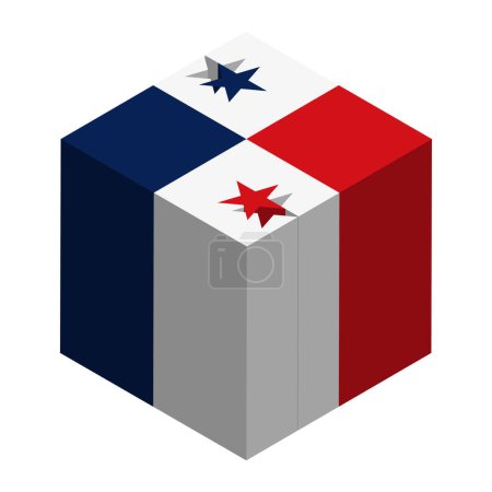 Panama-Flagge - isometrischer 3D-Würfel isoliert auf weißem Hintergrund. Vektorobjekt.