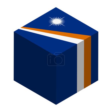 Flagge der Marshall-Inseln - isometrischer 3D-Würfel isoliert auf weißem Hintergrund. Vektorobjekt.