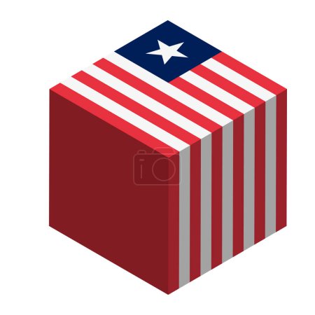 Flagge Liberias - isometrischer 3D-Würfel isoliert auf weißem Hintergrund. Vektorobjekt.