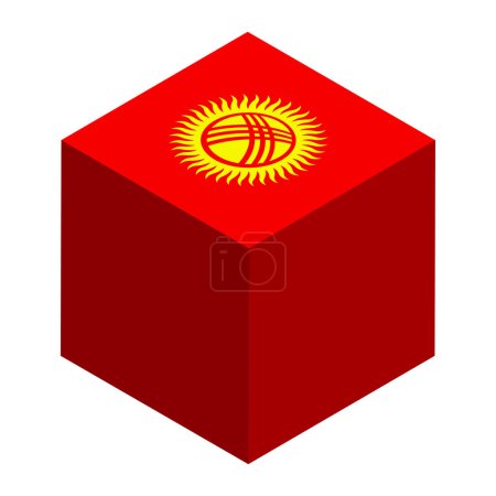 Kyrgyzstan flag - isometric 3D cube isolated on white background. Vector object.