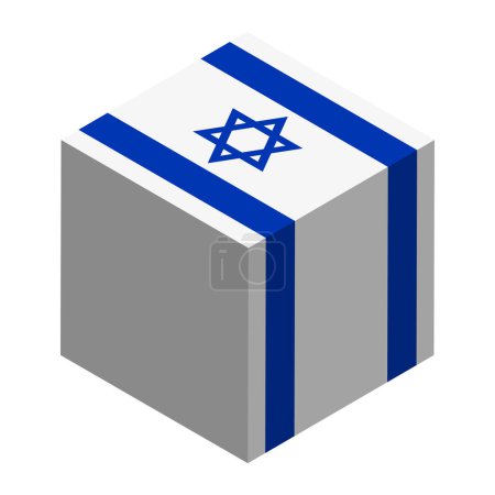 Drapeau Israël - cube 3D isométrique isolé sur fond blanc. Objet vectoriel.