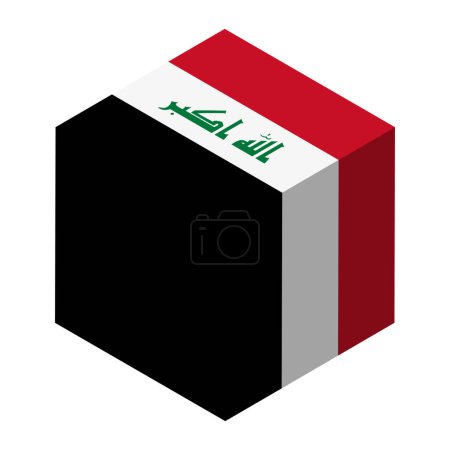 Drapeau Irak - cube 3D isométrique isolé sur fond blanc. Objet vectoriel.
