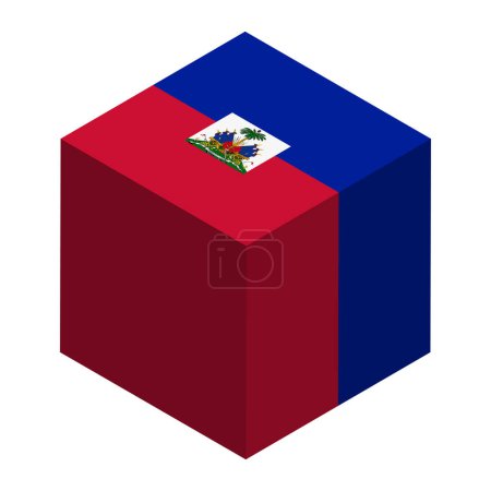 Haïti drapeau - cube 3D isométrique isolé sur fond blanc. Objet vectoriel.