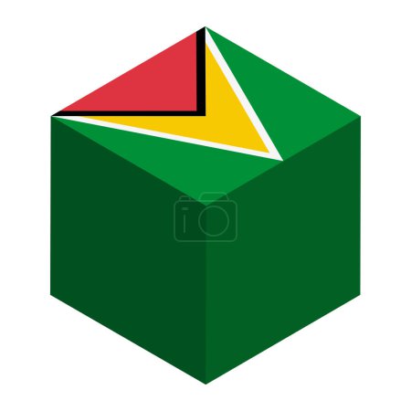 Guyana flag - isometric 3D cube isolated on white background. Vector object.