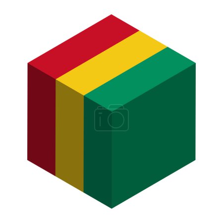Bandera de Guinea - cubo isométrico 3D aislado sobre fondo blanco. Objeto vectorial.