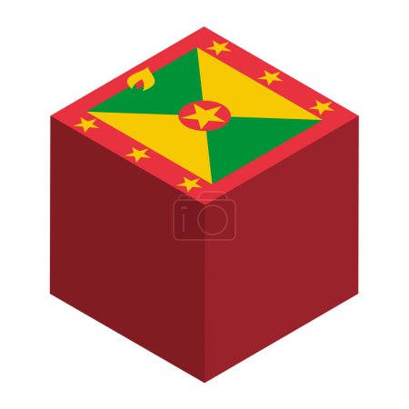 Grenada Flagge - isometrischer 3D Würfel isoliert auf weißem Hintergrund. Vektorobjekt.