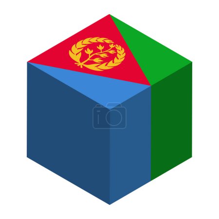 Eritrea flag - isometric 3D cube isolated on white background. Vector object.